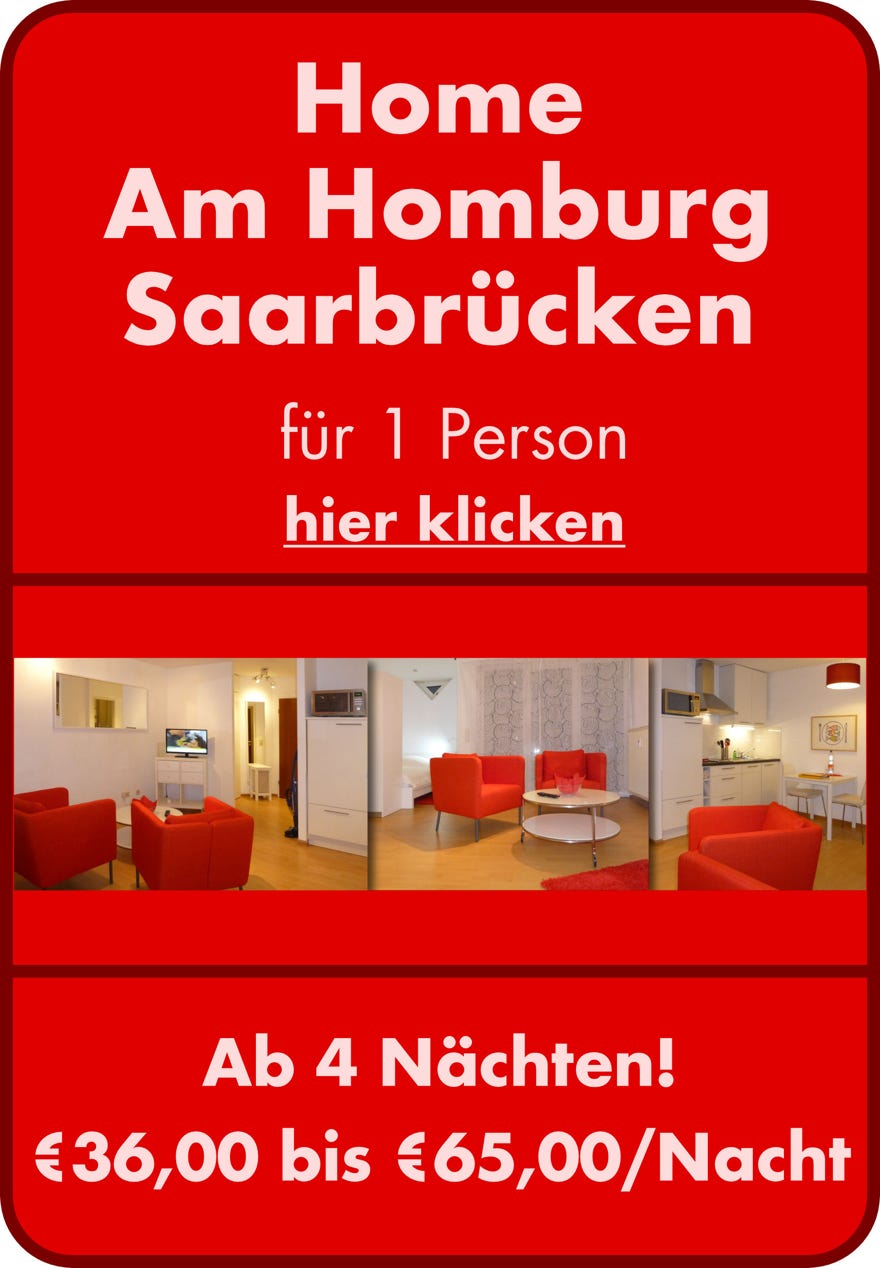 Klicken Sie hier um Fotos und weitere Informationen über die Ferienwohnung "Home Am Homburg" zu erhalten. Die Ferienwohnung Home Saarbrücken Zentrum ist voll ausgestattet mit allem was einen Aufenthalt angenehm macht.