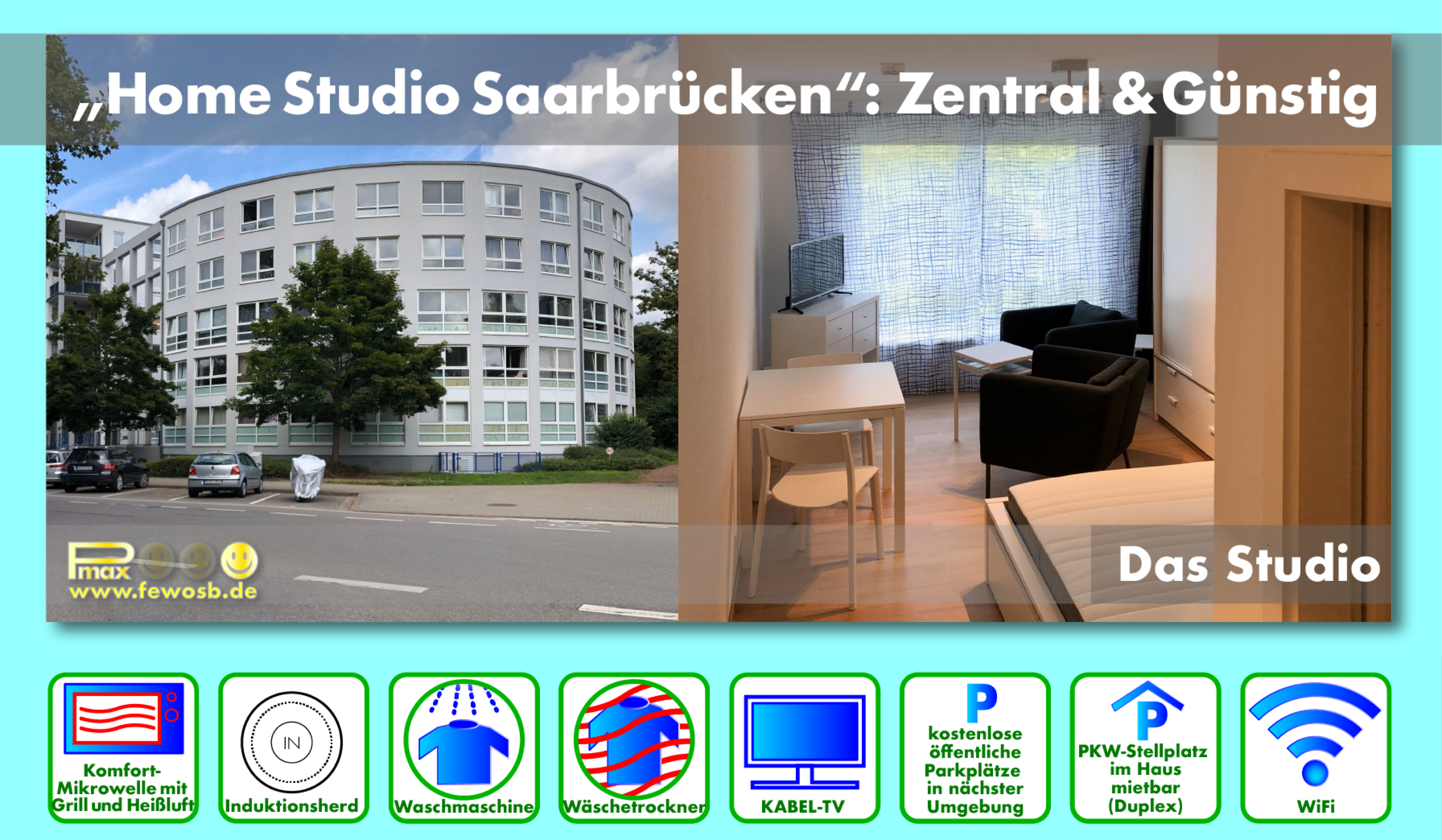 In diesem Raum befinden sich das Bett (180cm breit), ein kleiner Schreibtisch, ein Kleiderschrank, die Couchg mit Couchtisch und TV-Regal und der Zugang zur sonnigen Loggia.
